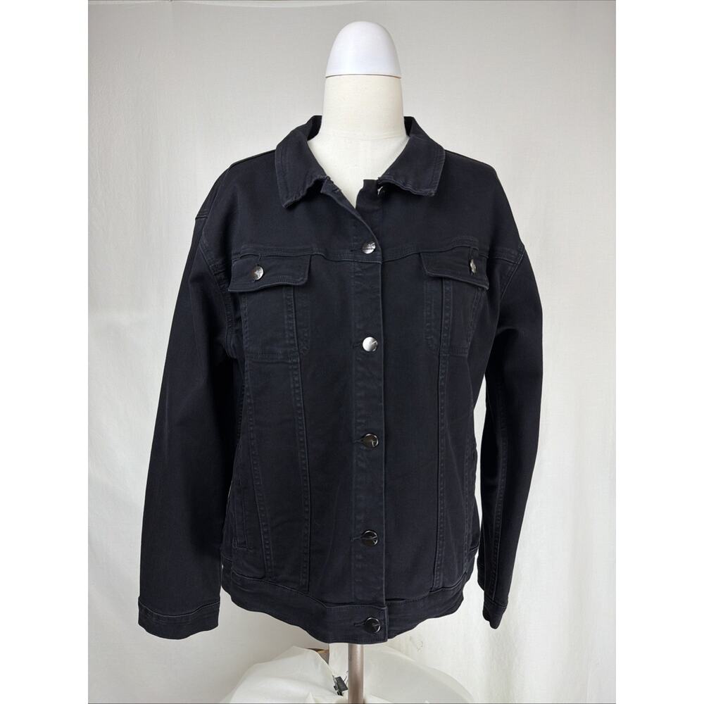 NWT Lola Jeans Black Button Up Pockets Demin Jacket 2X #0717